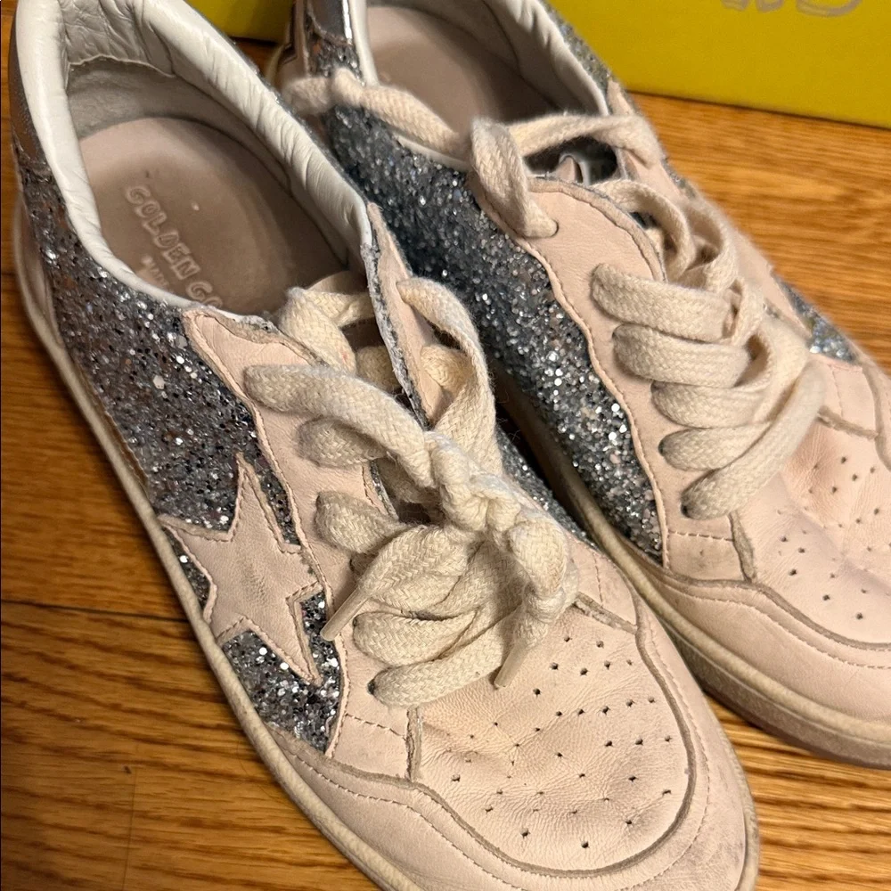 Golden Goose Kids Glitter Star Sneakers - Silver & Cream 35
